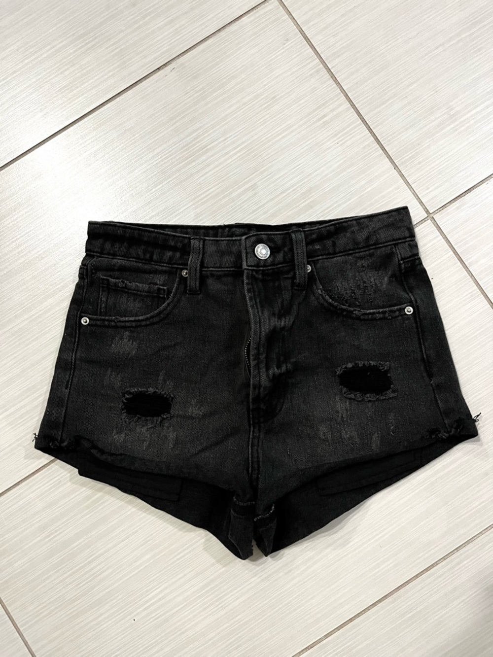 NWOT wild fable Black Distressed Highest Rise Cheeky Denim Shorts